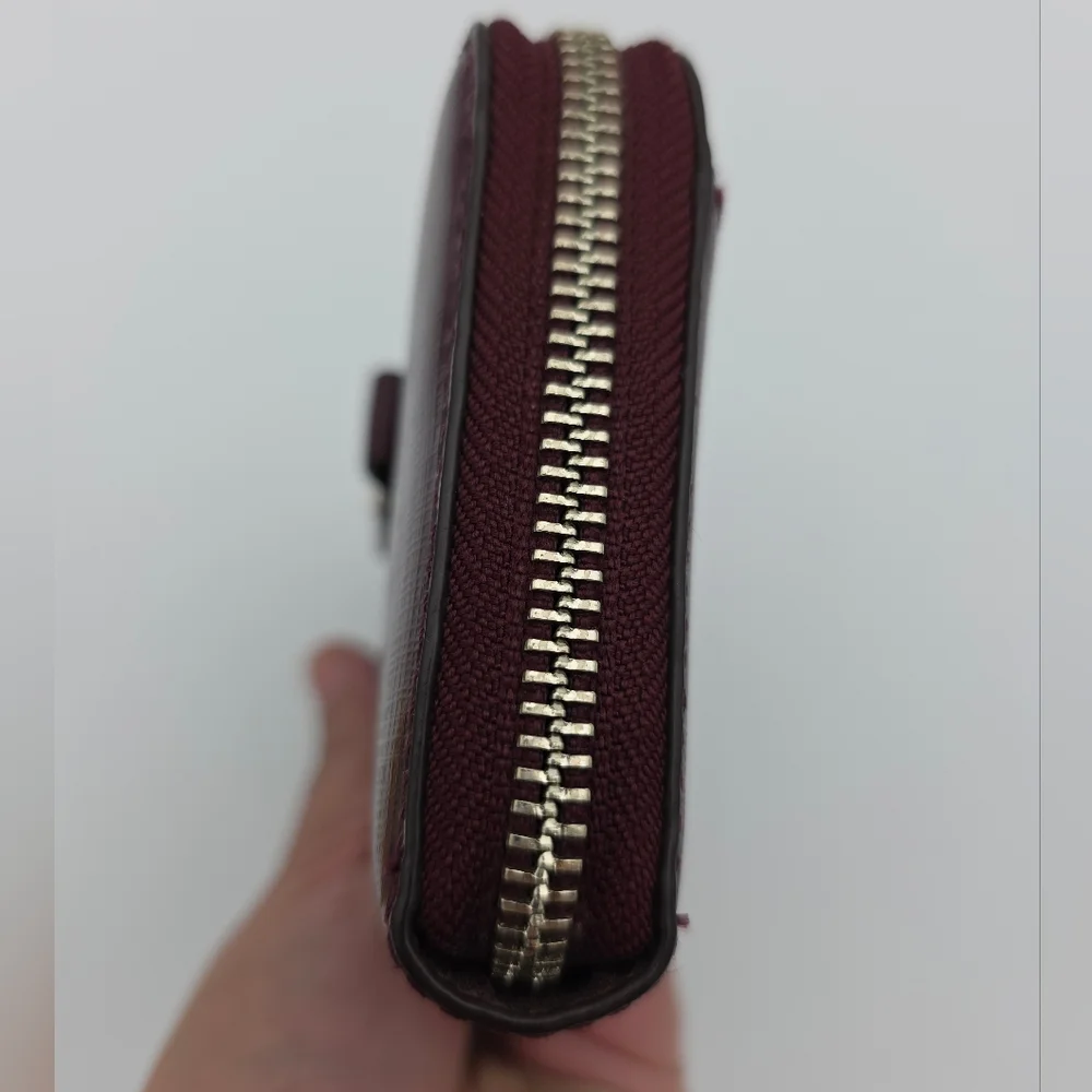 Coach Burgundy Patent Leather Wallet with Bow Accent - Picture 6 of 7